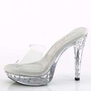 Platform Rhinestone Clear High Heel Shoes